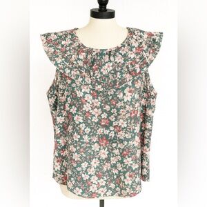 Floral Ruffle Sleeveless Top 2X